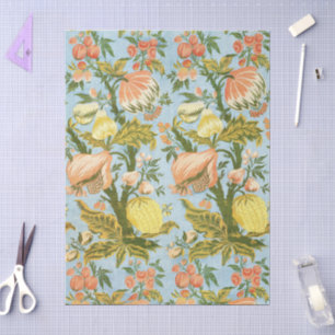 Papier Mousseline Tissu damassé classique baroque floral fruit