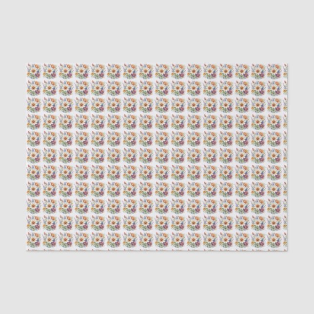 Papier Mousseline tissu de conception florale (Recto)