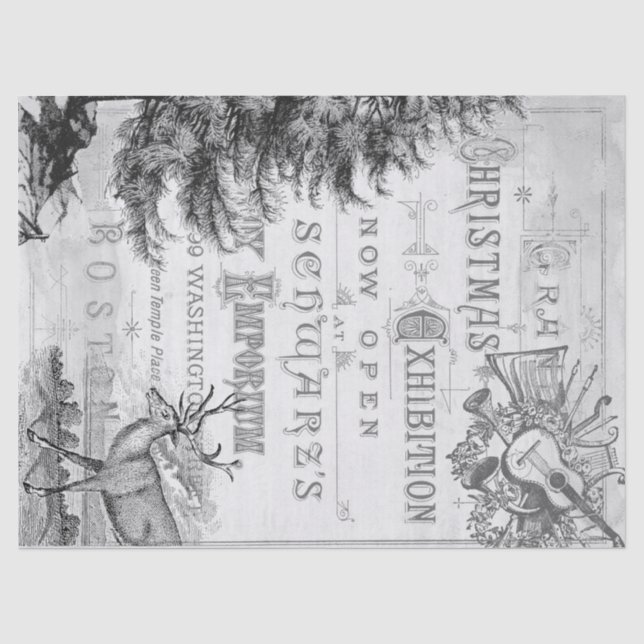 Papier Mousseline Tissu de Decoupage d'éphémères de Noël (Recto)