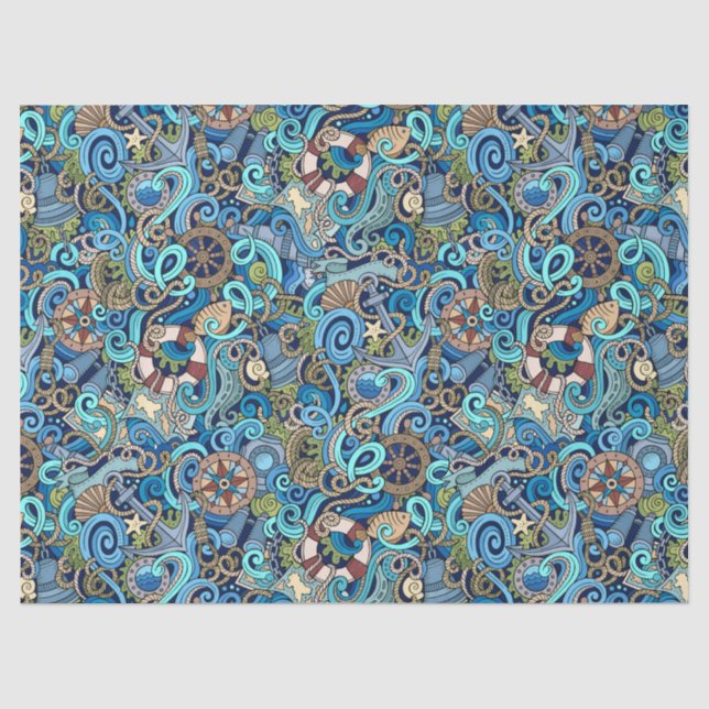 Papier Mousseline Tissu de l'enveloppe cadeau nautique (Recto)