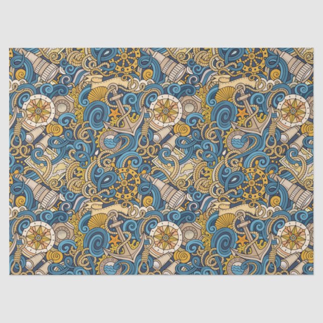 Papier Mousseline Tissu de l'enveloppe cadeau nautique (Recto)