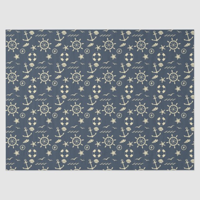 Papier Mousseline Tissu de l'enveloppe cadeau nautique (Recto)