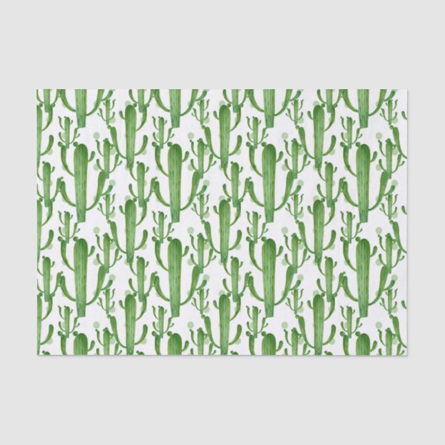 Papier Mousseline Tissu de partie de motif de cactus d'aquarelle (Recto)