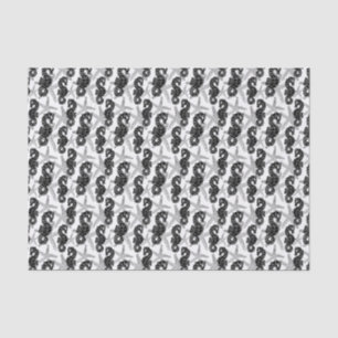 Papier Mousseline Tissu de poisson étoilé noir blanc rustique et de 