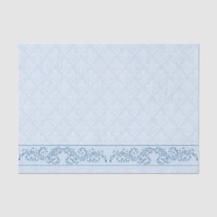 Papier Mousseline Tissu de recouvrement - Damas bleu Icy