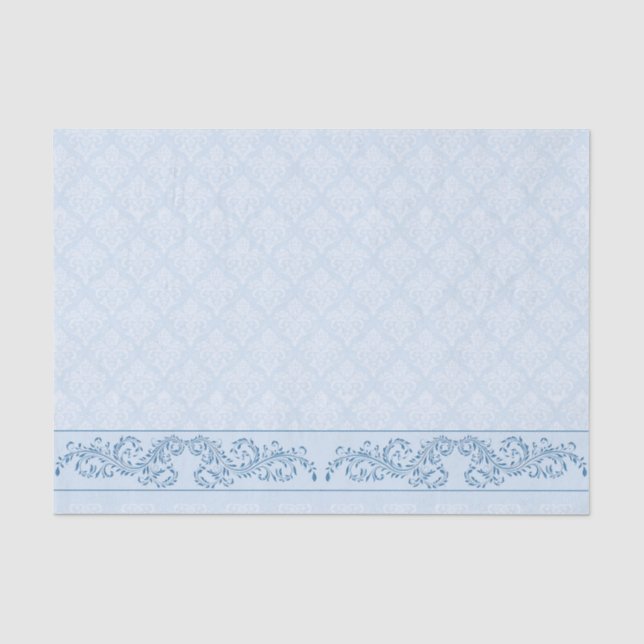 Papier Mousseline Tissu de recouvrement - Damas bleu Icy (Recto)