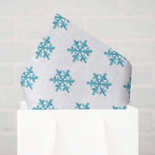 Papier Mousseline Tissu de vacances Papier Bleu Snowflakes Tissu Pap (Sac cadeau)