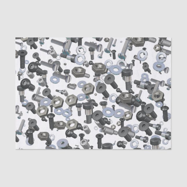 Papier Mousseline Tissu d'enrobage - Nuts et boulons (Recto)