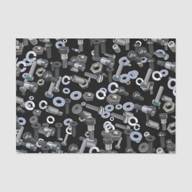 Papier Mousseline Tissu d'enrobage - Nuts et boulons (Recto)