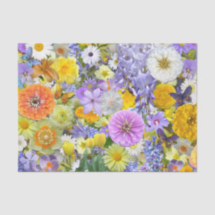 Papier Mousseline Tissu d'enveloppement - Fleurs et papillons