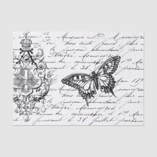 Papier Mousseline Tissu d'éphémères de manuscrit (Recto)