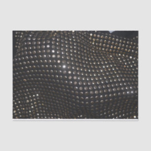 Papier Mousseline Tissu noir clouté par argent métallique