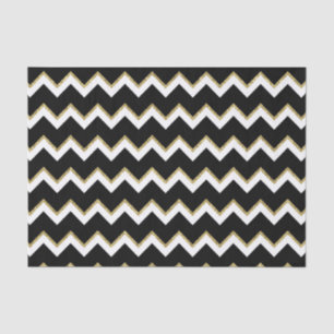 Papier Mousseline tissu noir élégant de chevron d'or blanc