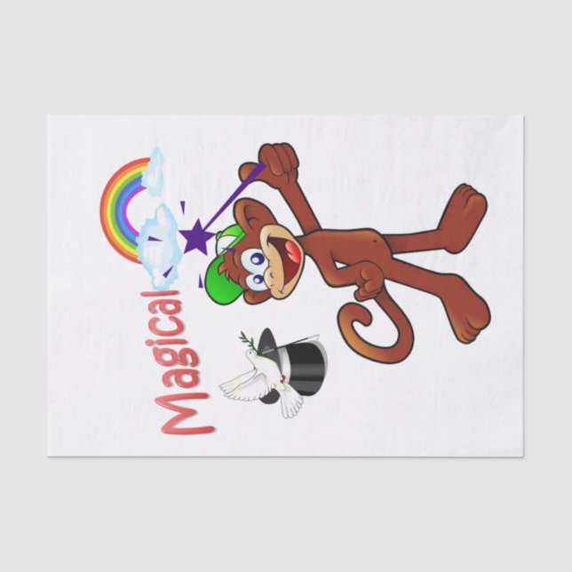 Papier Mousseline Tissu Papier arc-en-ciel singe magique (Recto)