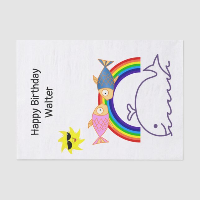 Papier Mousseline Tissu Papier baleine Sun Fish Rainbow (Recto)
