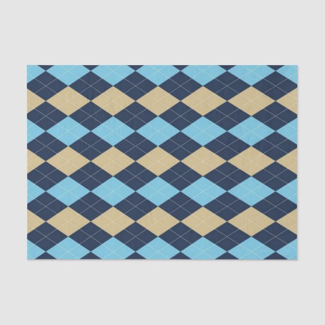 Papier Mousseline Tissu Papier Bleu Plaid (Recto)
