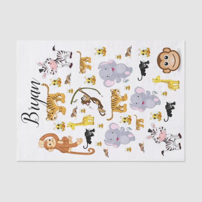 Papier Mousseline Tissu papier singe Tigers éléphant (Recto)