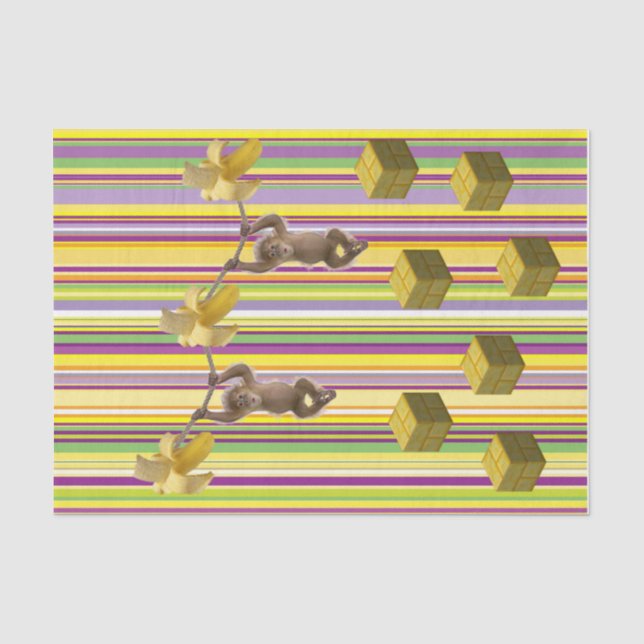 Papier Mousseline Tissu Papier Singes Bananes corde Bande (Recto)