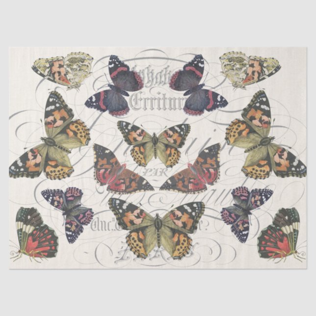 Papier Mousseline Tissu rose de Decoupage de papillon (Recto)