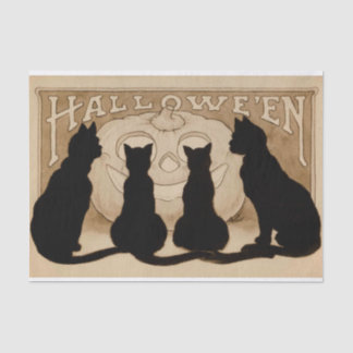 Papier Mousseline Tissu vintage de partie de chat noir de Halloween