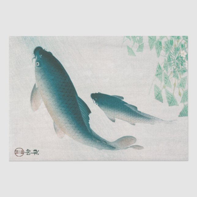 PAPIER MOUSSELINE TISSUE PAPER : OHARA KOSON : CARP/KOI 1926 (Recto)