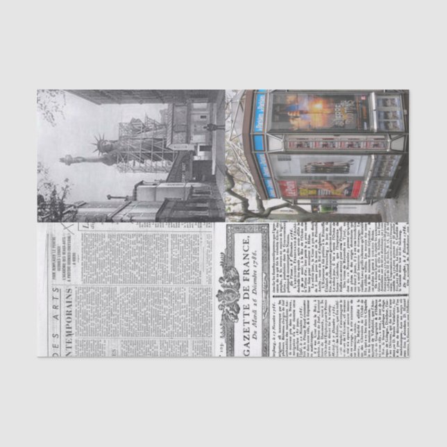 Papier Mousseline Tissue Paper Paris France Journal (Recto)