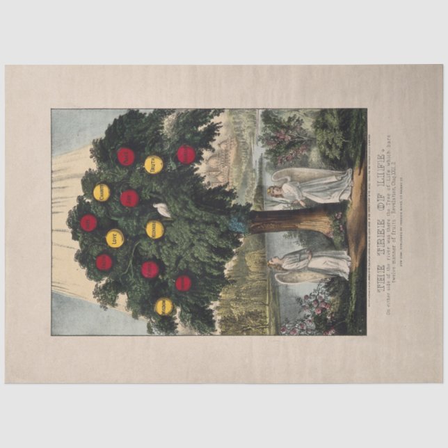 PAPIER MOUSSELINE TISSUE PAPIER : L'ARBRE DE VIE : BAKEWELL : 1870 (Recto)