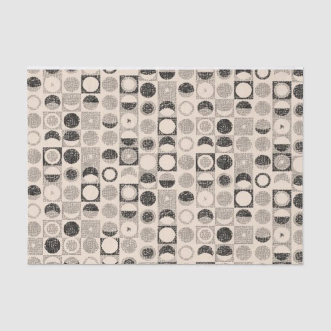 Papier Mousseline Tissus Papier Tissu Bleu Noir Cercles (Recto)