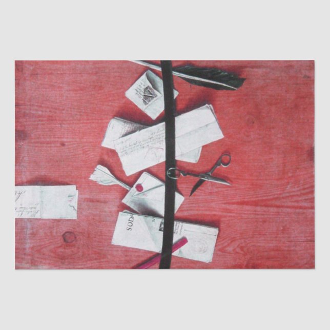 PAPIER MOUSSELINE TITRE DE LETTRE EN BOIS ROUGE (Recto)