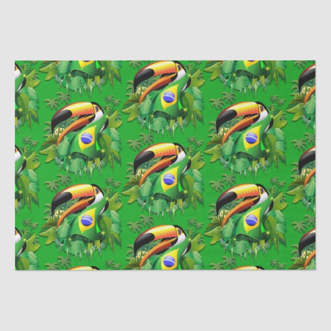 Papier Mousseline Toco Toucan avec drapeau brésilien (Recto)