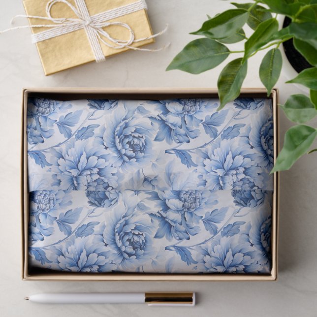 Papier Mousseline Toile bleue de Jouy (Cadeau)