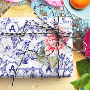 Papier Mousseline Toile bleue et blanche