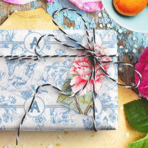 Papier Mousseline Toile bleue et blanche