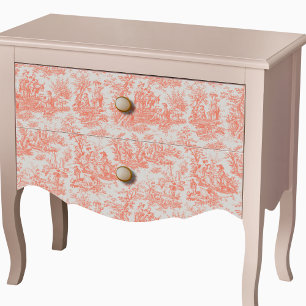 Papier Mousseline Toile de Jouy Florale Orange Vintage de Campagne F