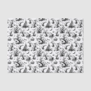 Papier Mousseline Toile d'Halloween noir et blanc