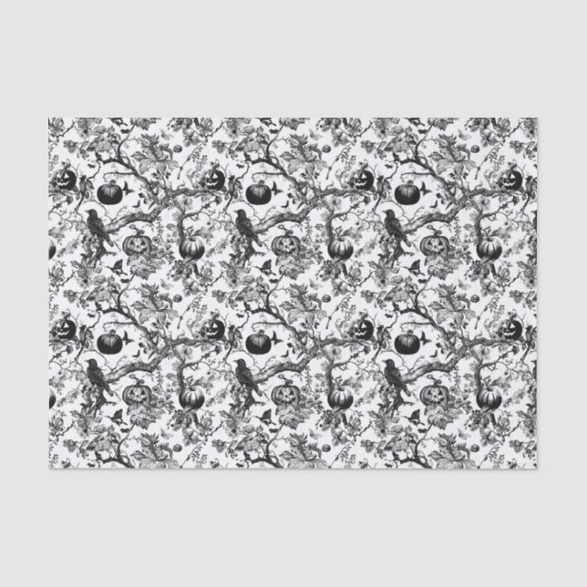 Papier Mousseline Toile d'Halloween noir et blanc (Recto)