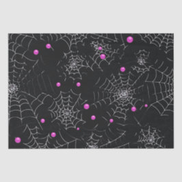 Papier Mousseline Toiles d'araignées et points Halloween noir modern