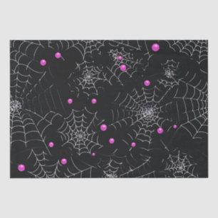 Papier Mousseline Toiles d'araignées et points Halloween noir modern