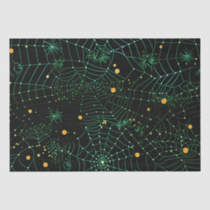 Papier Mousseline Toiles d'araignées et points Halloween noir modern
