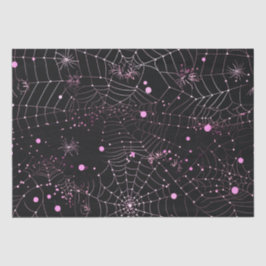 Papier Mousseline Toiles d'araignées et points Halloween noir modern