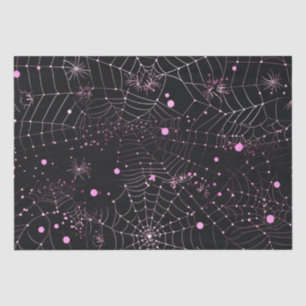 Papier Mousseline Toiles d'araignées et points Halloween noir modern