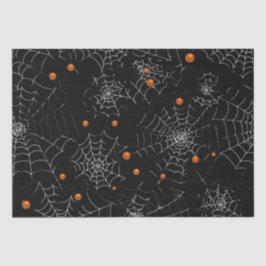 Papier Mousseline Toiles d'araignées et points Halloween noir modern