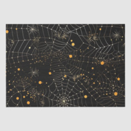 Papier Mousseline Toiles d'araignées et points Halloween noir modern