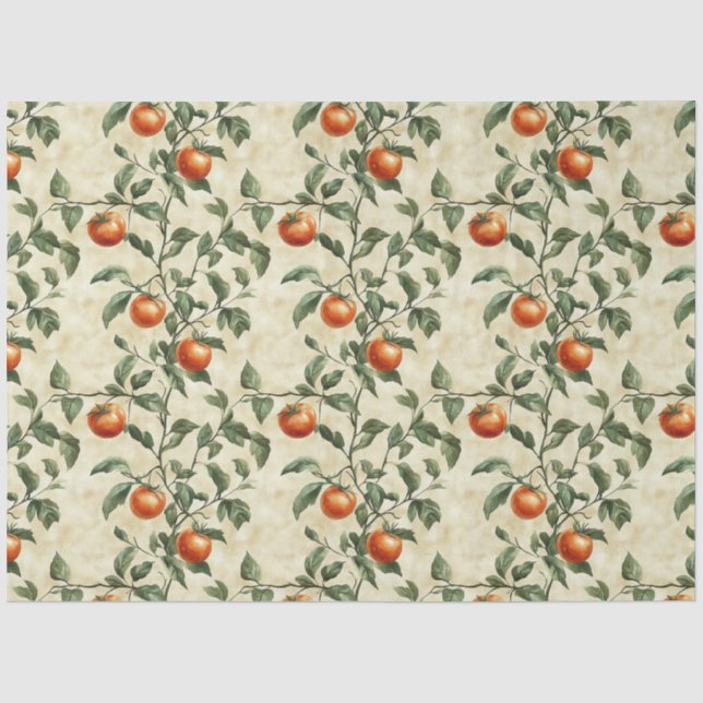 Papier Mousseline Tomates aquarelles sur la vigne (Recto)