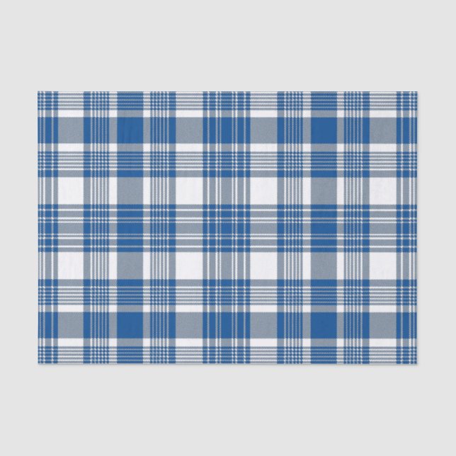 PAPIER MOUSSELINE TONS DE MOTIF BLEU PLAID (Recto)