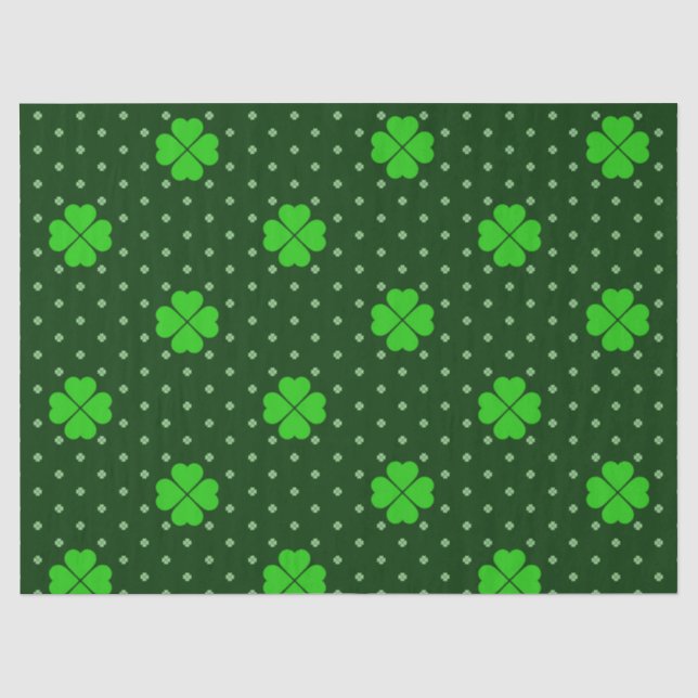 PAPIER MOUSSELINE TONS DE SHAMROCKS CELTIQUES IRLANDAIS VERTS CLAIRS (Recto)