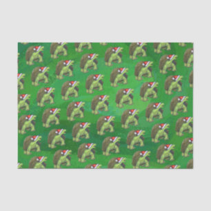 Papier Mousseline Tortue à Santa Chapeau sur Vert