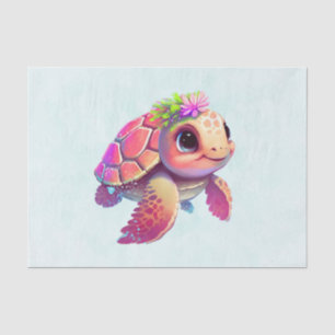 Papier Mousseline Tortue de mer rose Whimsical & mignon