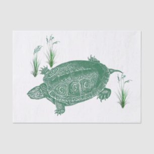 Papier Mousseline Tortue de mer verte