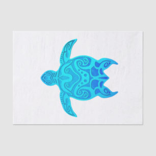 Papier Mousseline Tortue tribale bleue